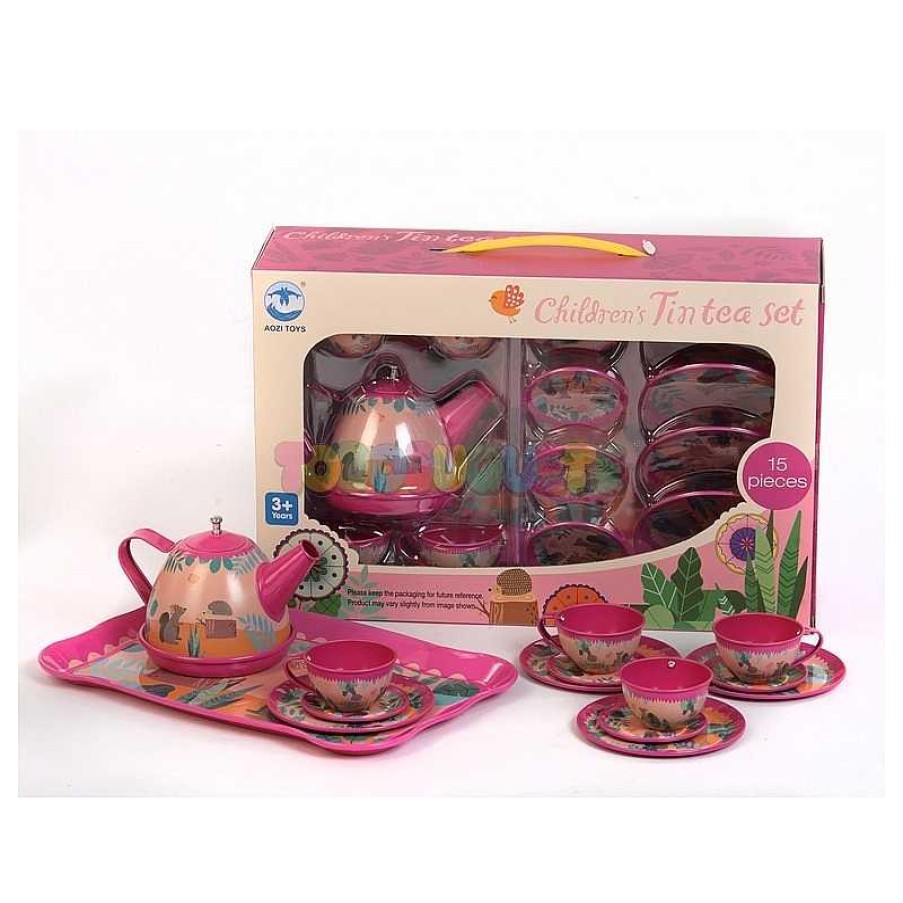 Profesiones Y Actividades Todojuguete | Juego De T 15 Piezas Metal Childrens Tin Tea Set