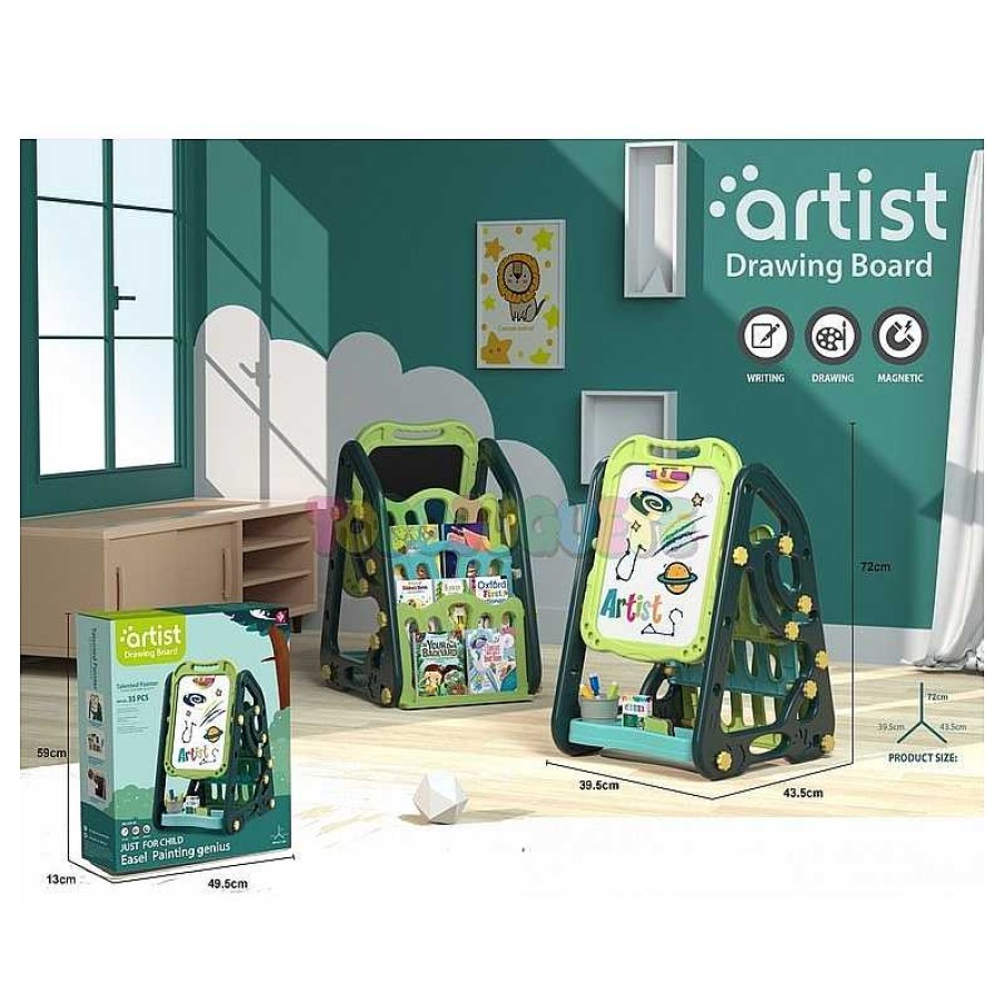 Escolar Alfabest | Pizarra Doble Cara 35 Piezas Artist Drawing Verde