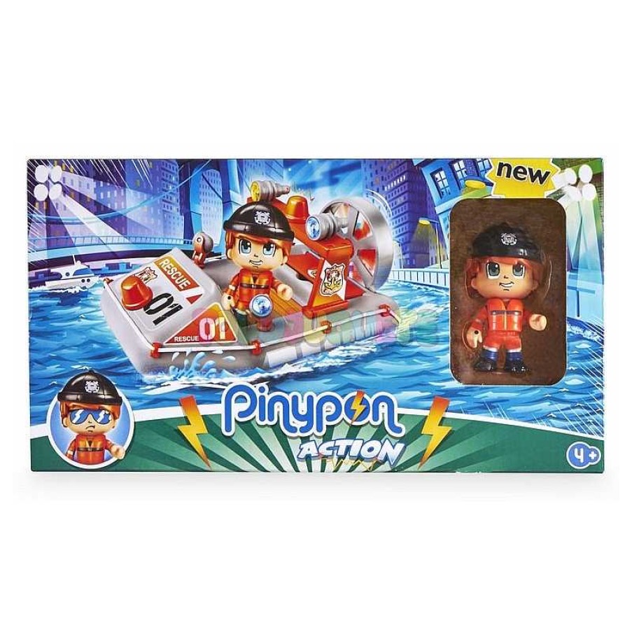 Mu Ecas Y Accesorios Pin y pon Action | Pin Y Pon Action Lancha De Rescate Con 1 Figura