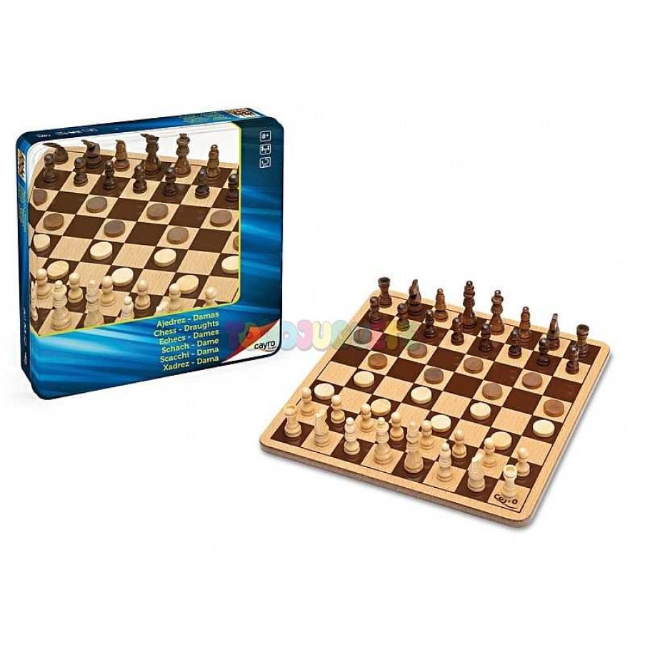 Juegos De Mesa Y Puzzles Cayro Juegos,S.L. | Juego Ajedrez Damas Madera Caja Met Lica Cayro