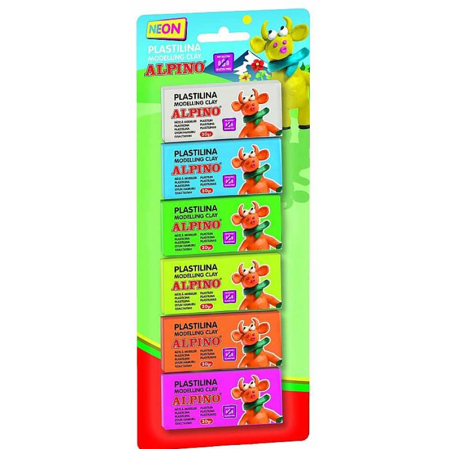 Manualidades Alpino | Set 6 Plastilina 30 Gr Fluo Alpino