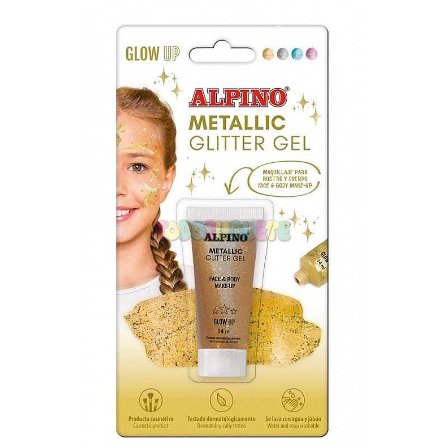 Disfraces Y Accesorios Alpino | Tubo Maquillaje Gel Glitter Met Lico Oro