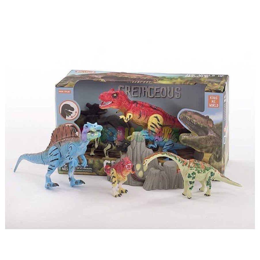 Personajes Y Accesorios Todojuguete | Set 3 Dinosaurios Con Rocas Cretaceous 2 Surtidos