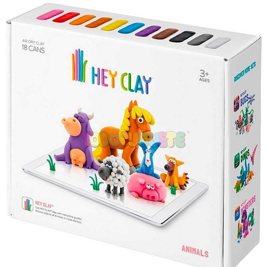 Manualidades Kids Euroswan S L | Hey Clay Animales Caja 18 Botes Plastilina