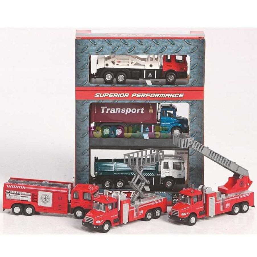 Coches, Circuitos Y Parkings Todojuguete | Pack 3 Camiones Transporte Die-Cast Luz Y Sonidos