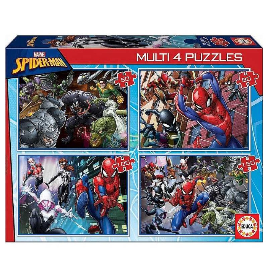 Juegos De Mesa Y Puzzles Spiderman | Multi 4 Puzzles Spiderman