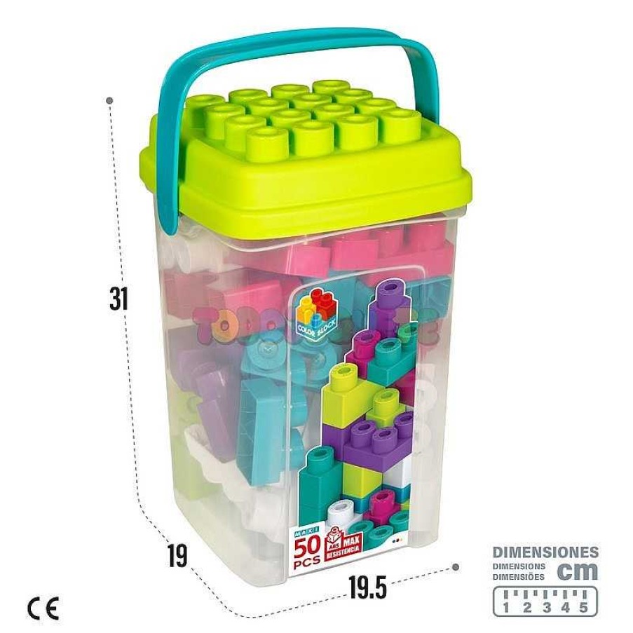 Juegos De Construcci N Color Baby, S.L. | Cubo 50 Piezas Color Block Trendy