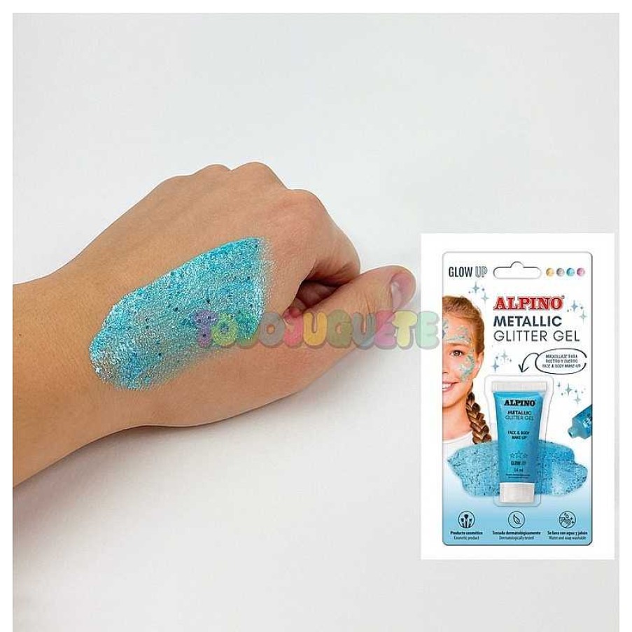 Disfraces Y Accesorios Alpino | Tubo Maquillaje Gel Glitter Met Lico Azul