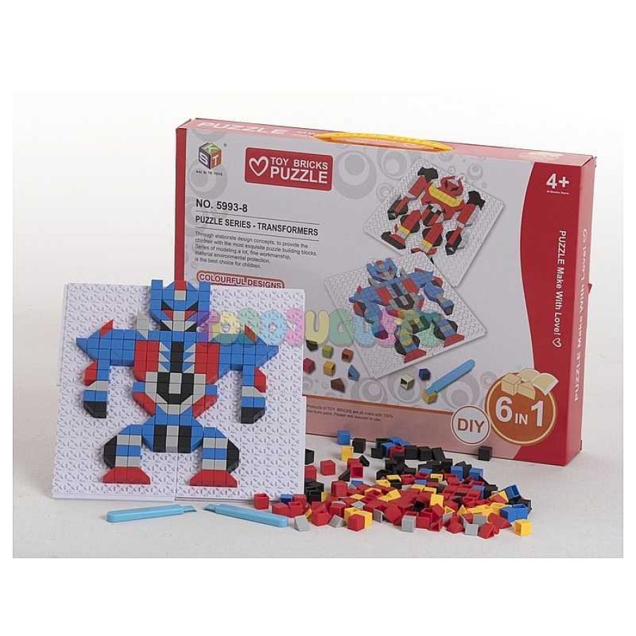 Juegos De Mesa Y Puzzles Todojuguete | Puzzle Bricks Colores Y Formas Robot 420 Piezas