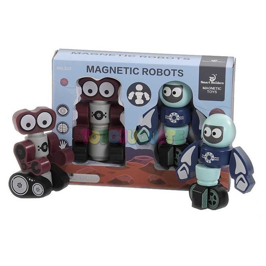 Rob Tica Todojuguete | Set 2 Robots Con Magnetismo Smart Builders