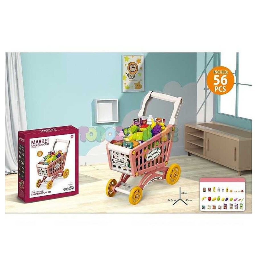 Profesiones Y Actividades Alfabest | Carrito Supermercado Rosa 56 Piezas Market