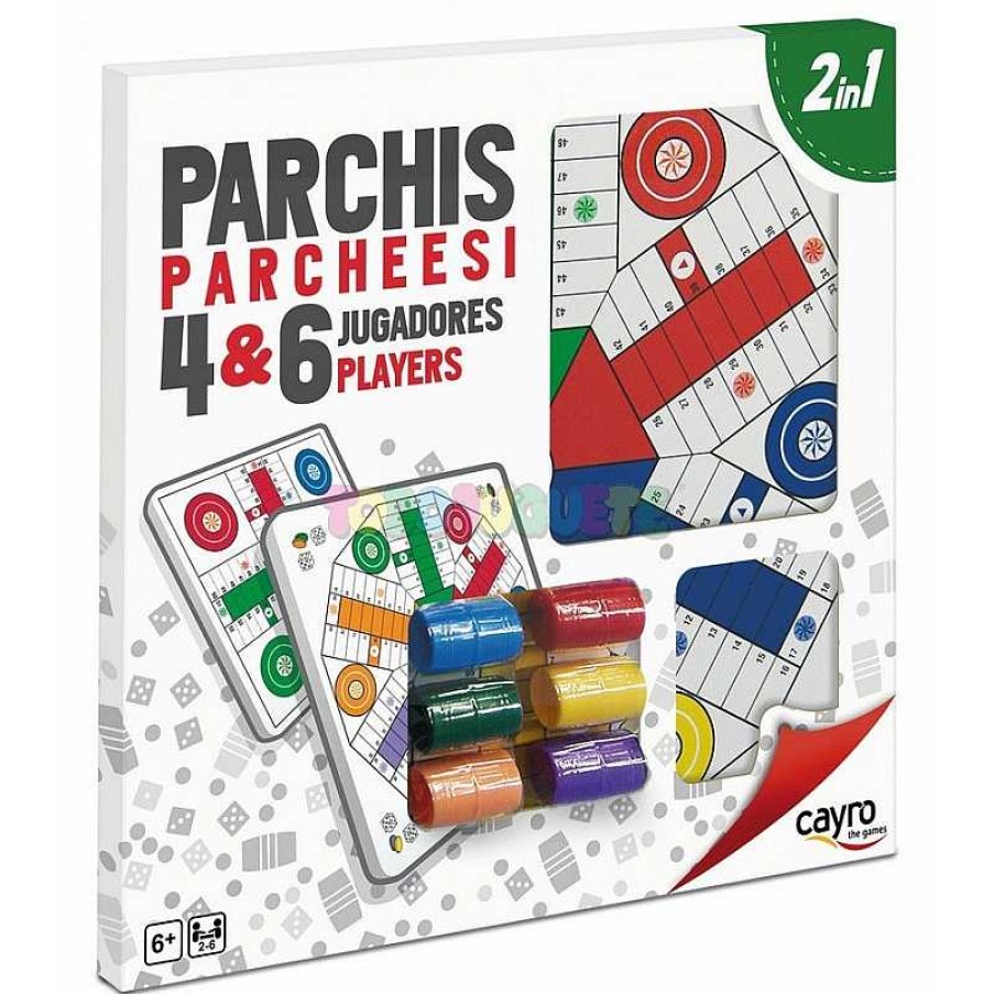 Juegos De Mesa Y Puzzles Cayro Juegos,S.L. | Set 2 En 1 Parchis 4J+Parchis 6J+Accesorios 40 Cm