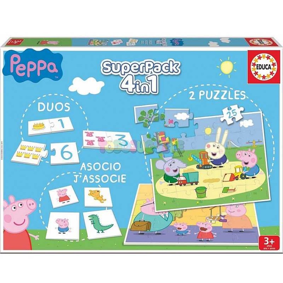 Juegos De Mesa Y Puzzles Peppa Pig | Superpack 4 En 1 Peppa Pig