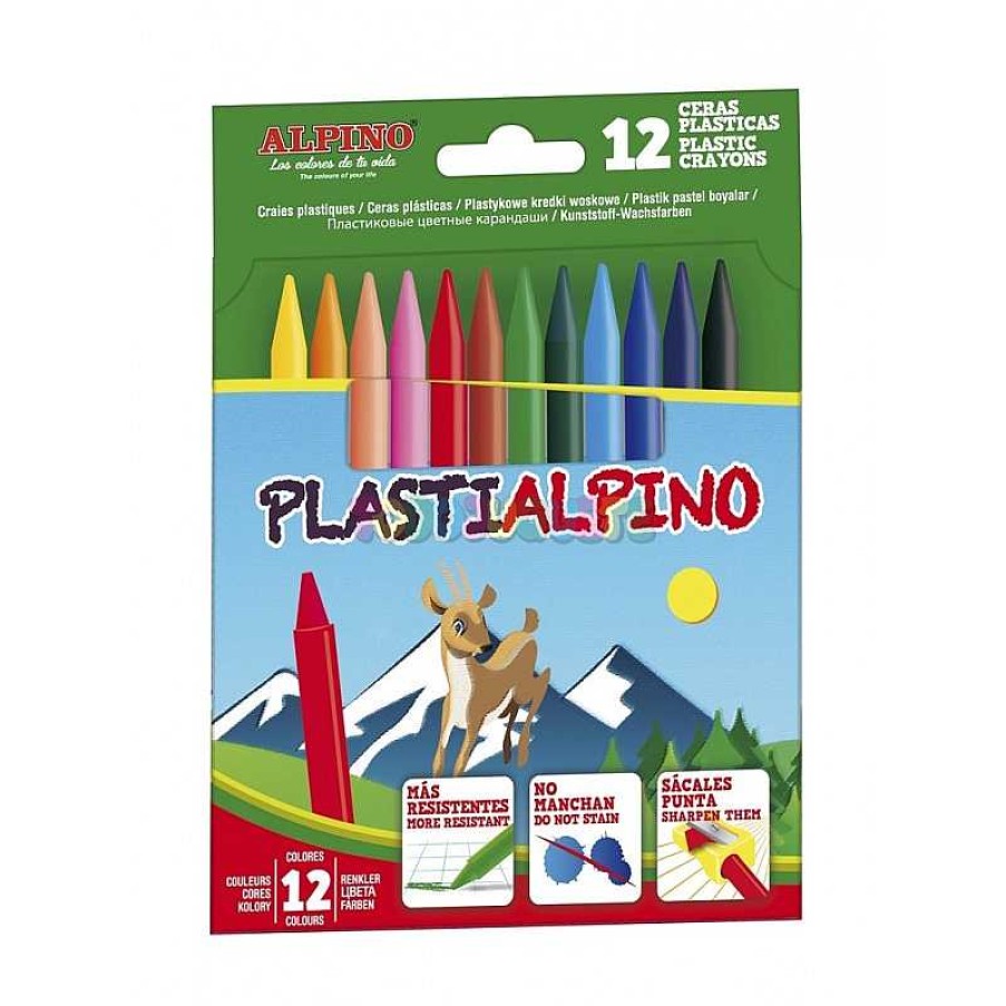 Escolar Alpino | Estuche 12 Ceras Resistentes Plastialpino