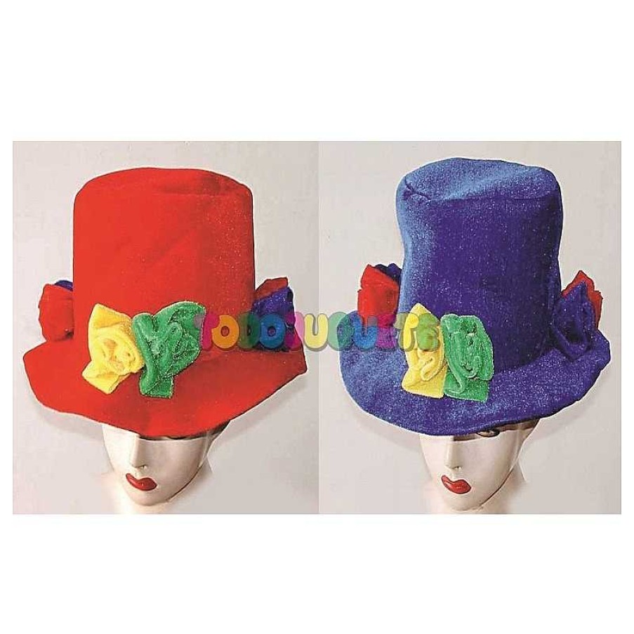 Disfraces Y Accesorios Todojuguete | Gorro Payaso Con Flores Azul O Rojo Adulto