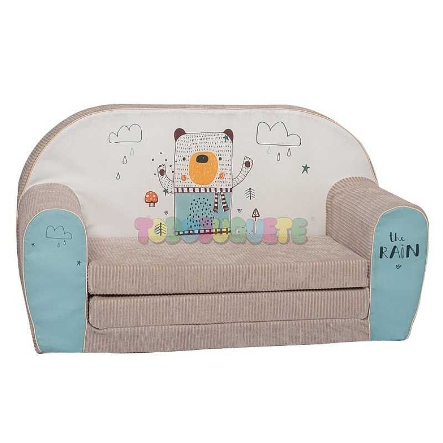 Puericultura Todojuguete | Sof Infantil Pana Fluffy Beige Oso The Rain