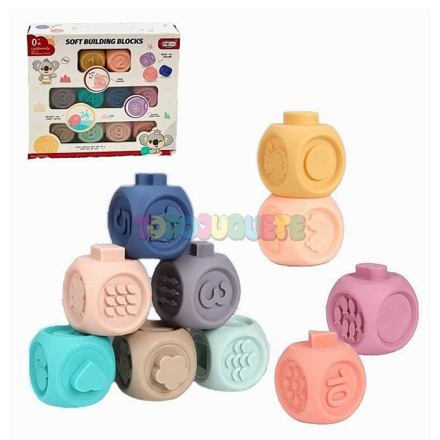 Primera Infancia Todojuguete | 10 Cubos Vinilo Color Pastel Soft Builiding Blocks