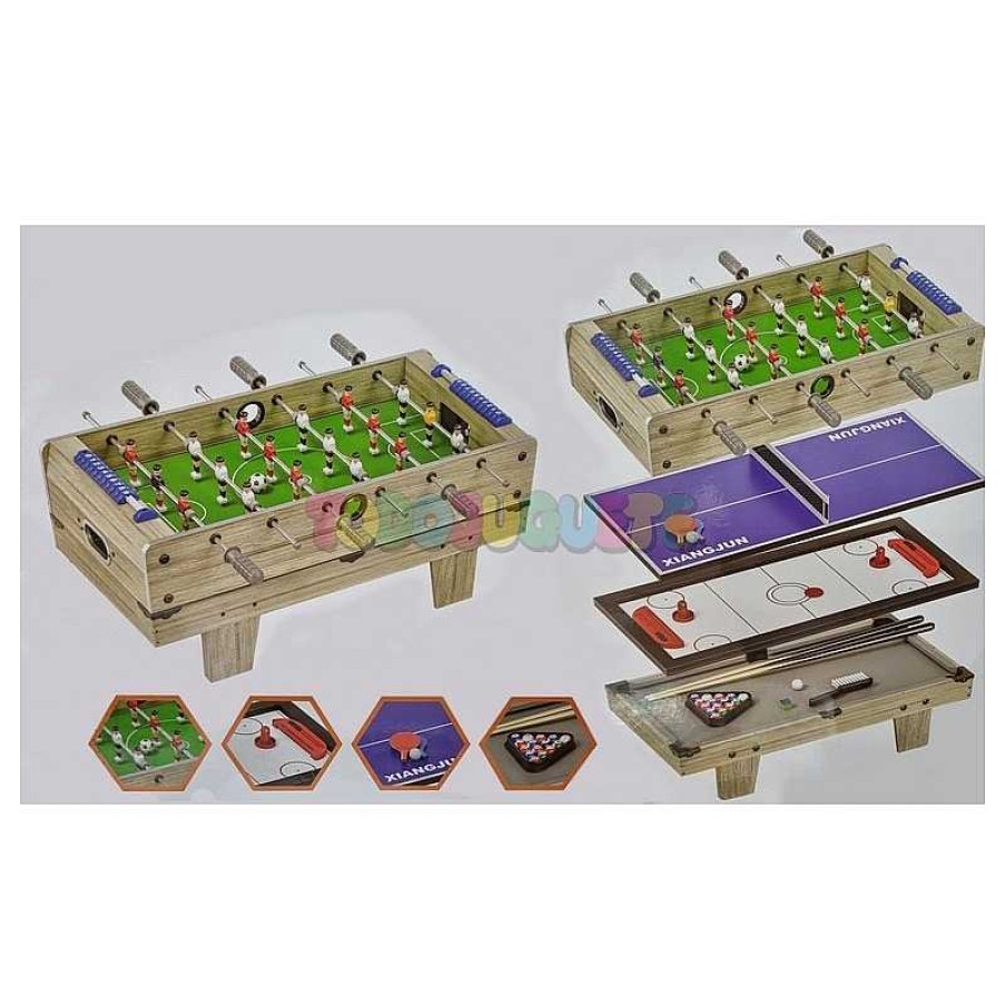 Juegos De Mesa Y Puzzles Alfabest | Futbol N 4 En 1 Billar,Hockey Y Ping-Pong 69X36X28