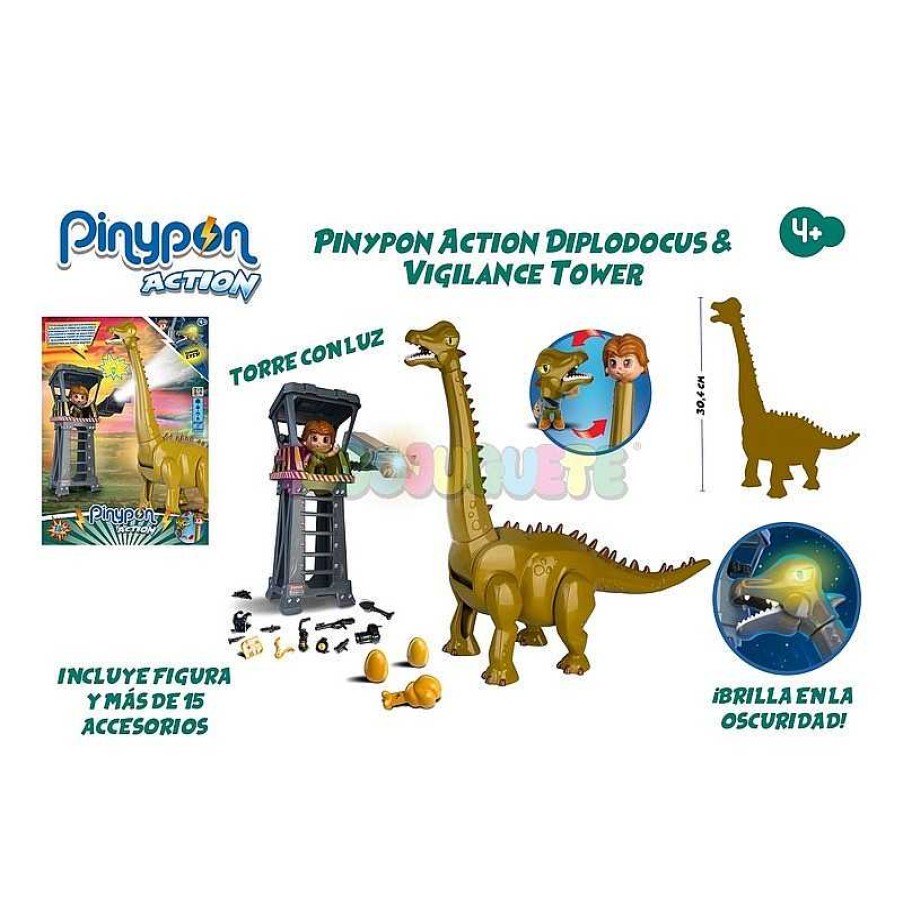 Personajes Y Accesorios Pin y pon Action | Pin Y Pon Action Diplodocus Y Torre Vigilancia