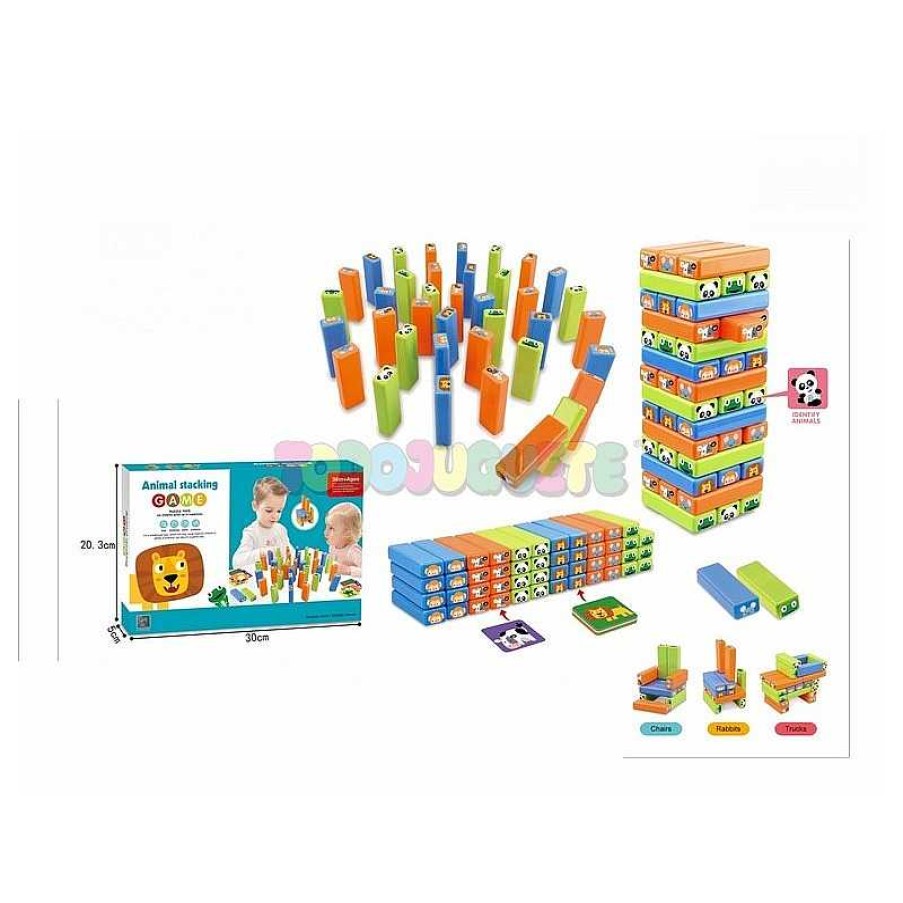 Juegos De Mesa Y Puzzles Alfabest | Set De Bloques Jenga 48 Piezas Animal Stacking