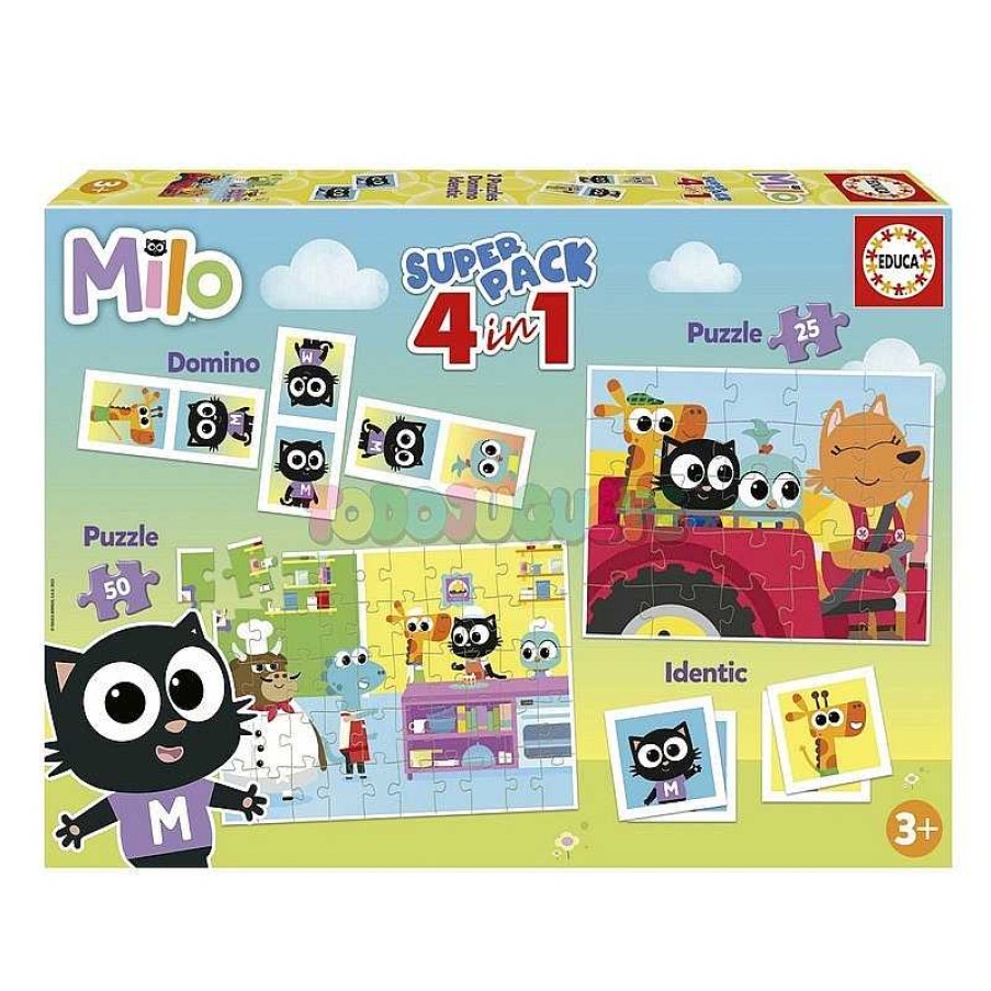 Juegos De Mesa Y Puzzles Educa Borras S.A. | Superpack 4 En 1 Milo