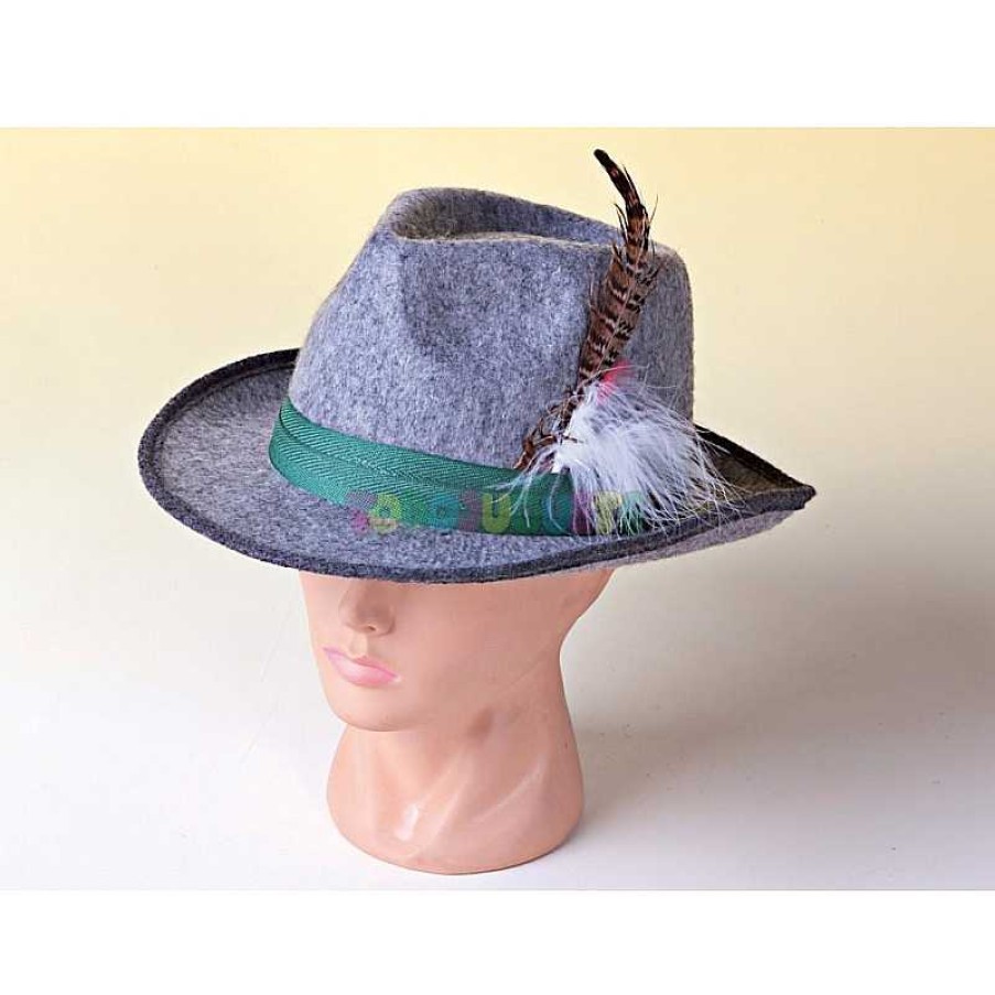 Disfraces Y Accesorios Todojuguete | Sombrero Tirol S Gris Con Pluma Adulto