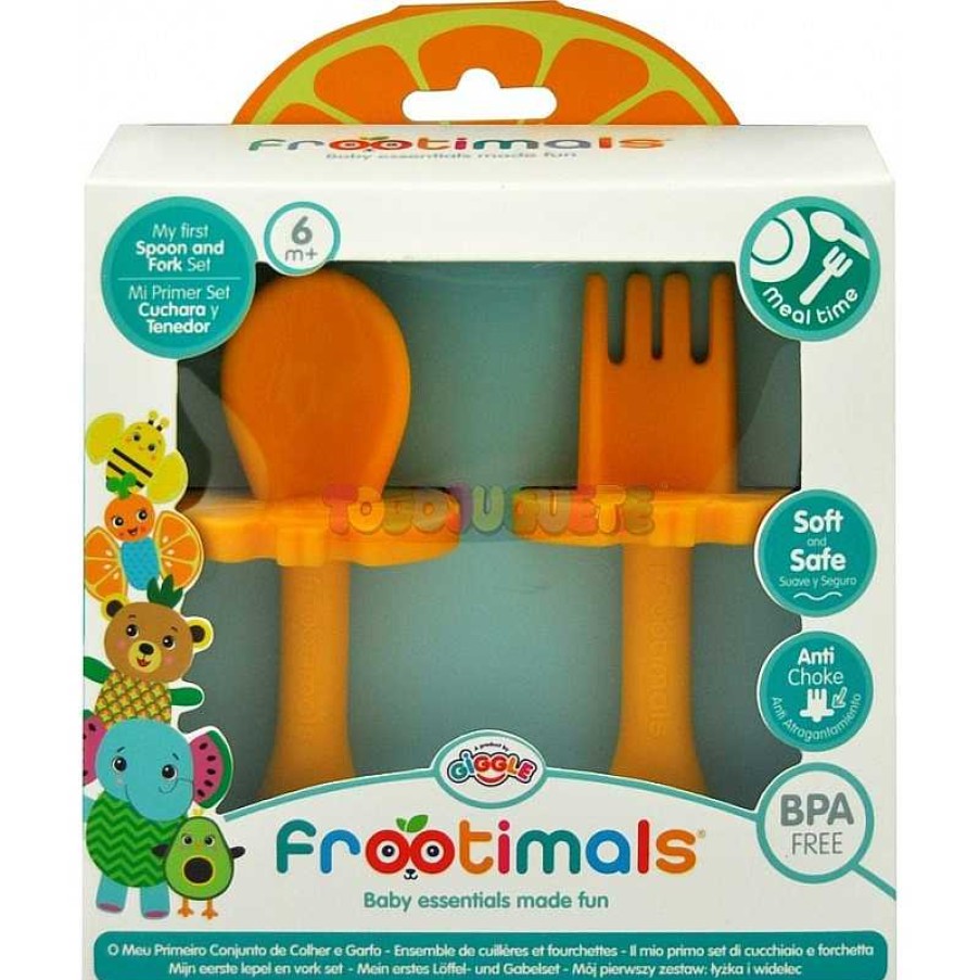 Puericultura Todojuguete | Frootimals Set Cuchara + Tenedor Orangiefly